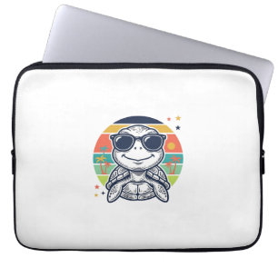Retro Tropische Schildpad Zonnebril Strand Shirt_1 Laptop Sleeve