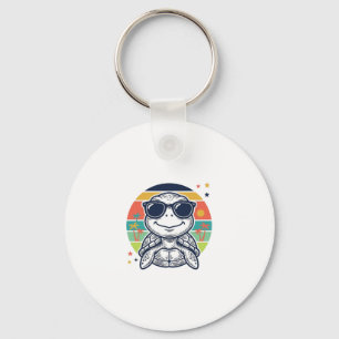 Retro Tropische Schildpad Zonnebril Strand Shirt_1 Sleutelhanger