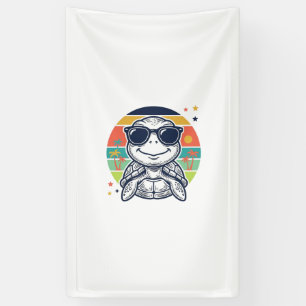 Retro Tropische Schildpad Zonnebril Strand Shirt_1 Spandoek