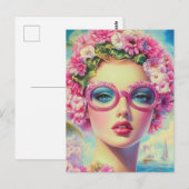 Retro tropische schoonheid briefkaart (Voorkant / Achterkant)