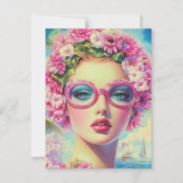 Retro tropische schoonheid briefkaart