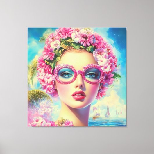 Retro tropische schoonheid canvas afdruk (Voorkant)