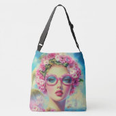 Retro tropische schoonheid crossbody tas (Achterkant)