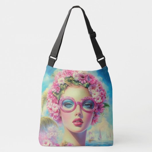 Retro tropische schoonheid crossbody tas (Voorkant)