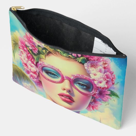 Retro tropische schoonheid etui (Open)