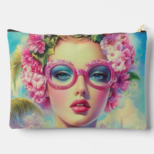 Retro tropische schoonheid etui (Achterkant)