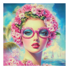 Retro tropische schoonheid foto afdruk