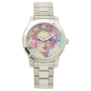 Retro tropische schoonheid horloge
