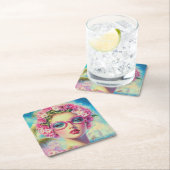 Retro tropische schoonheid kartonnen onderzetters (Insitu)