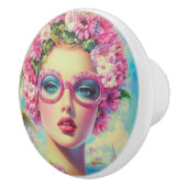 Retro tropische schoonheid keramische knop (Rechts)