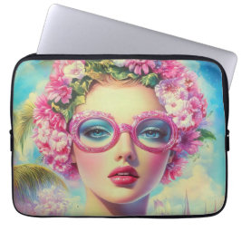 Retro tropische schoonheid laptop sleeve