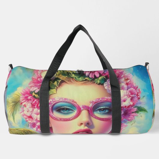 Retro tropische schoonheid plunjezak (Achterkant)