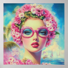 Retro tropische schoonheid poster