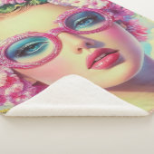 Retro tropische schoonheid sherpa deken (3/4)