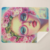 Retro tropische schoonheid sherpa deken (Voorkant (horizontaal))