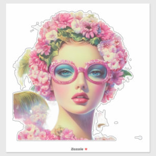 Retro tropische schoonheid sticker