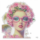 Retro tropische schoonheid sticker (Voorkant)