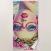 Retro tropische schoonheid strandlaken (Voorkant)