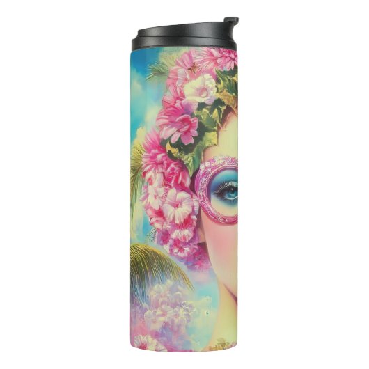 Retro tropische schoonheid thermosbeker (Gedraaid links)