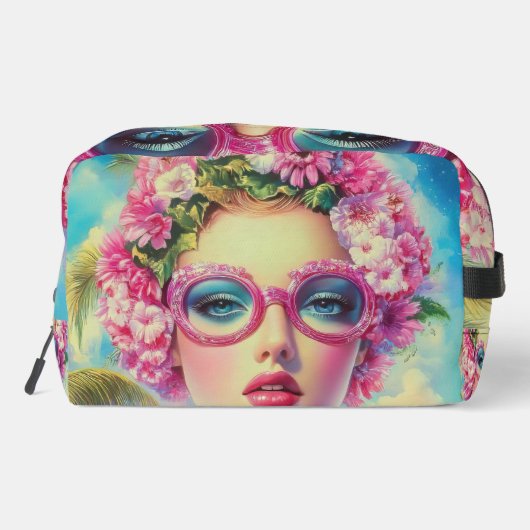 Retro tropische schoonheid toilettasje (Achterkant)