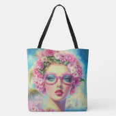 Retro tropische schoonheid tote bag (Achterkant)