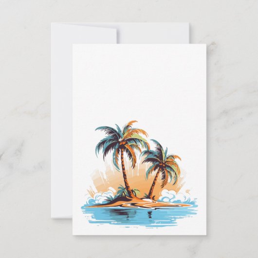 Retro Tropische Strand Bestemming Bruiloft RSVP Kaartje (Achterkant)