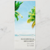 Retro Tropische Strand Palm Tree Huwelijksbestemmi Programmakaart (Achterkant)