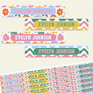 Retro Tropische Zeester en Schelpen Waterdichte Na Labels