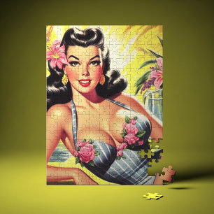 Retro Tropische Zomer Pin Up Legpuzzel