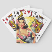 Retro Tropische Zomer Pin Up Pokerkaarten (Achterkant)