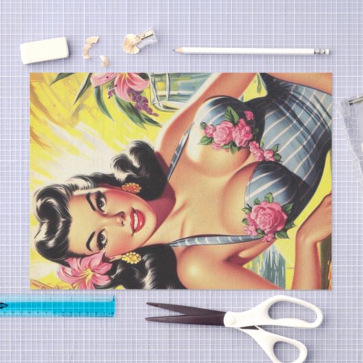 Retro Tropische Zomer Pin Up Tissuepapier (Craft)