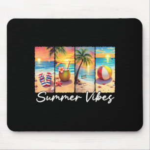 Retro Tropische Zomer Zonsondergang Strand Palmen Muismat