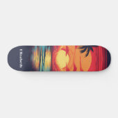 Retro  Tropische Zonsondergang Aangepaste Naam Persoonlijk Skateboard (Horizontaal)