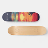 Retro  Tropische Zonsondergang Aangepaste Naam Persoonlijk Skateboard (Horizontaal)