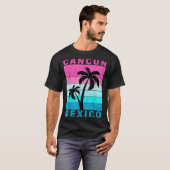 Retro Tropische Zonsondergang Cancun Beach Mexico  T-shirt (Voorkant volledig)