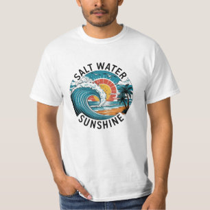 Retro Tropische Zonsondergang Golf T-shirt