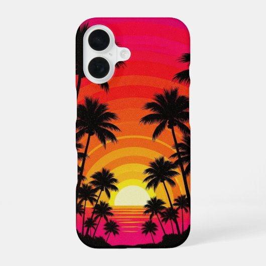 Retro Tropische Zonsondergang iPhone 16 Hoesje (Achterkant)