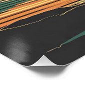 Retro Tropische Zonsondergang met Boot en Zwarte W Perfect Poster (Hoek)