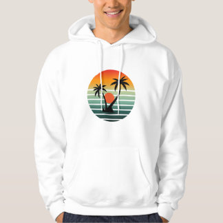 Retro Tropische Zonsondergang met Palmboom Hoodie