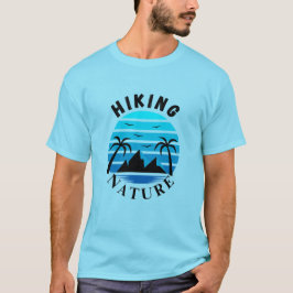 Retro Tropische Zonsondergang Strand Blauwe Horizo T-shirt