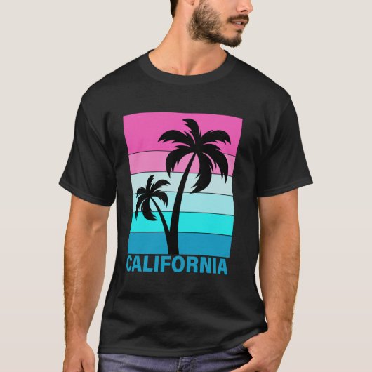 Retro tropische zonsondergang strand zomervakantie t-shirt (Voorkant)
