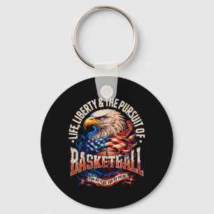 Retro Trots Basketbal Adelaar Amerikaanse Vlag Sleutelhanger