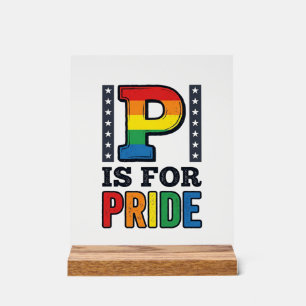 Retro trots letter P regenboog shirt ontwerp_1 Acryl Bord