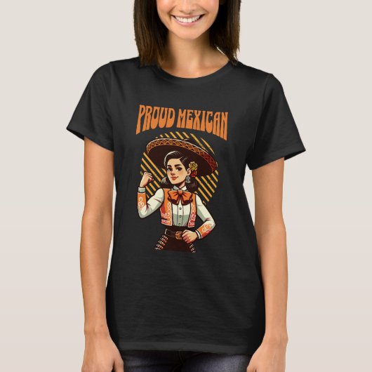 Retro Trots Mexicaanse Mariachi Spaans erfgoed T-shirt (Voorkant)