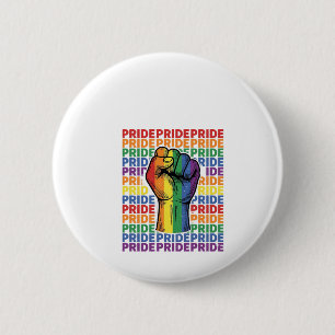 Retro trots opgeheven vuist regenboog shirt ontwer ronde button 5,7 cm