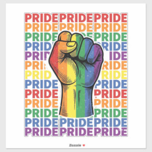 Retro trots opgeheven vuist regenboog shirt ontwer sticker
