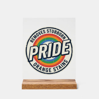 Retro trots protest regenboog badge vector ontwerp acryl bord