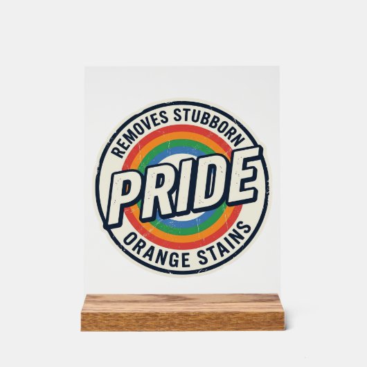 Retro trots protest regenboog badge vector ontwerp acryl bord (Voorkant)