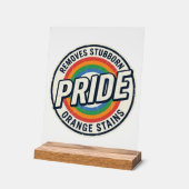 Retro trots protest regenboog badge vector ontwerp acryl bord (Hoek)