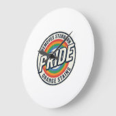 Retro trots protest regenboog badge vector ontwerp grote klok (Hoek)